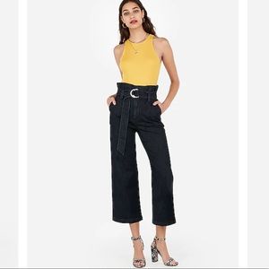 Express Super High Waisted Wide Leg Cropped Jeans